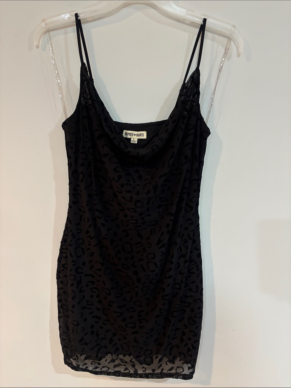 Inspired Hearts Black Leopard-Print Slip Dress